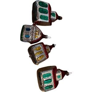 Four VTG Blown Mercury Glass Christmas Tree Ornament Church Chapel